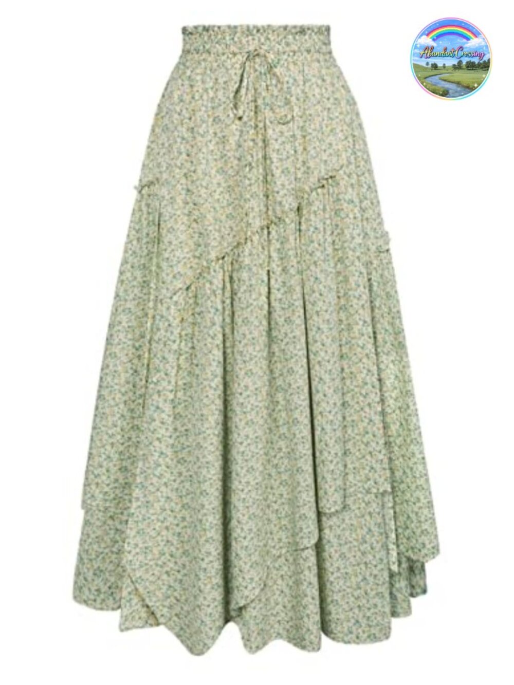 Floral Maxi Skirt Elastic High Waist A-Line Flowy Boho Long Skirt